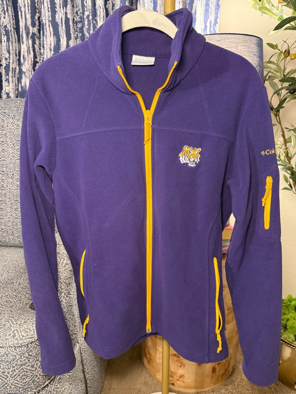 Columbia LSU Purple Fleece Jacket with Yellow Trim